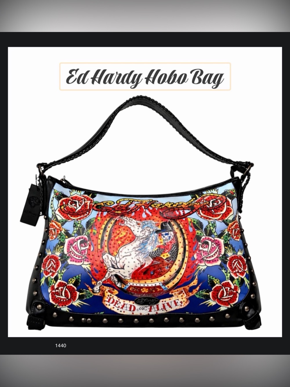 *new* Ed Hardy Dead or Alive Floral Horse Graphic Hobo Bag